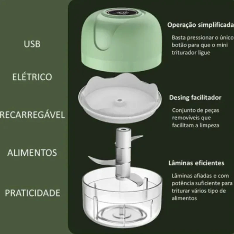 Mini processador de alimentos elétrico